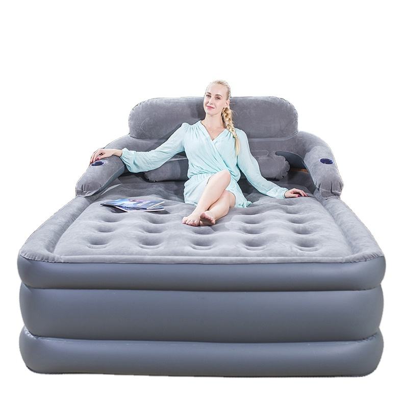 Factory custom inflatable bed King Camping inflatable mattress with built-in pump inflatable mattress