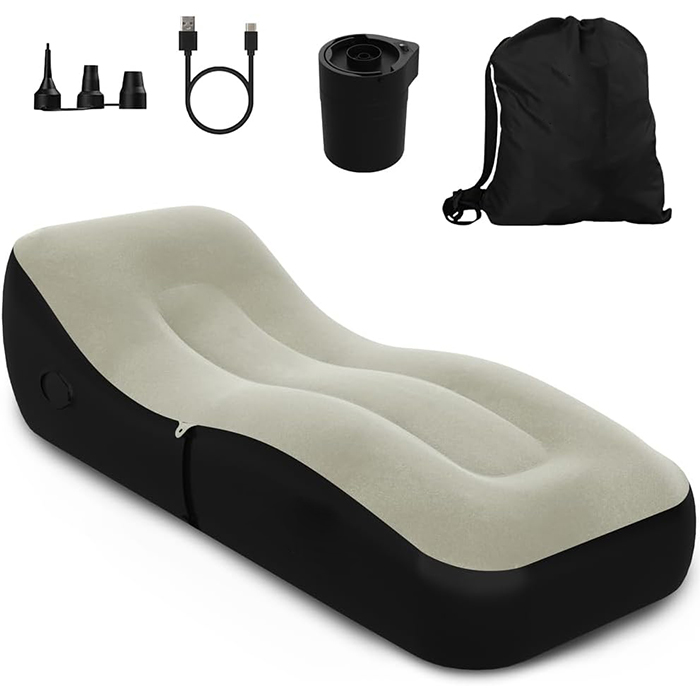 Inflatable Foldable PVC Flocking Sofa with Backrest Comfortable Lazy Leisure Sofa