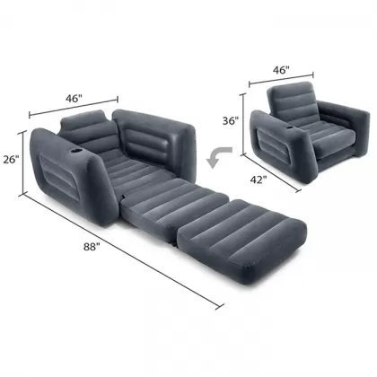 Inflatable Foldable PVC Flocking Sofa with Backrest Comfortable Lazy Leisure Sofa