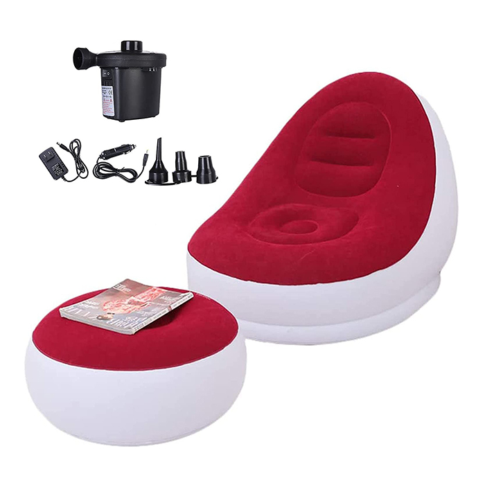 Luxury Flocking Foldable Footstool Inflatable Portable Pvc 5 In 1 Air Sofa Bed Air Inflatable Sofa